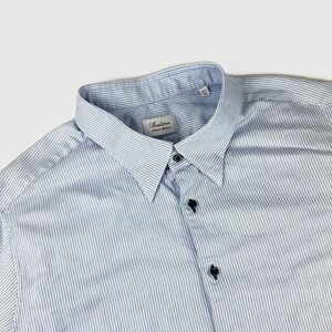 Stenstroms Dress Shirt Mens 20.5 52 Fitted Blue Striped Cotton Button Down